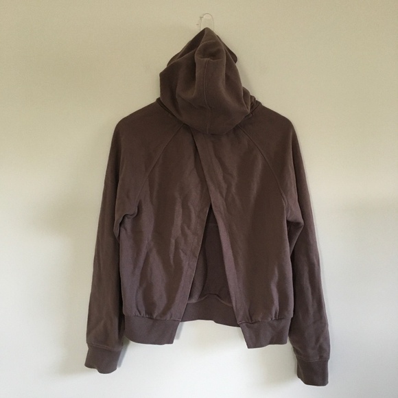 Athleta Moonrise Sweatshirt Hoodie Sz S Mineral Brown Split Open Back 530536 - Picture 1 of 12